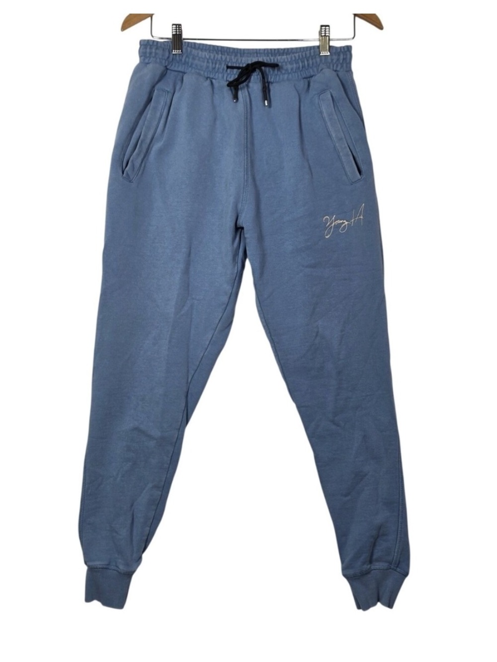 YoungLA Sweatpants Men's Medium Blue Joggers Drawstring Athletic Lounge Pants